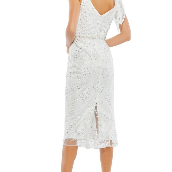 NWT $538 Mac Duggal 79337 FLORAL EMBELLISHED V-NECK MIDI DRESS Size 6 - Picture 5 of 10